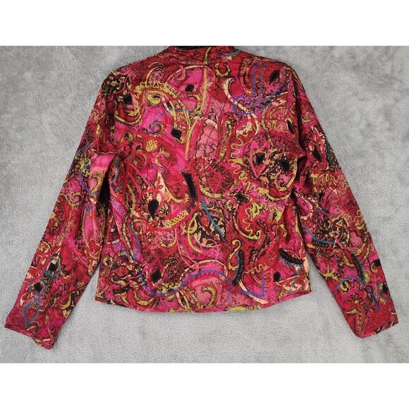 Chicos Jacket Womens Size 0 Multicolored Silk Embroidered Beaded Vintage Top - Picture 2 of 11